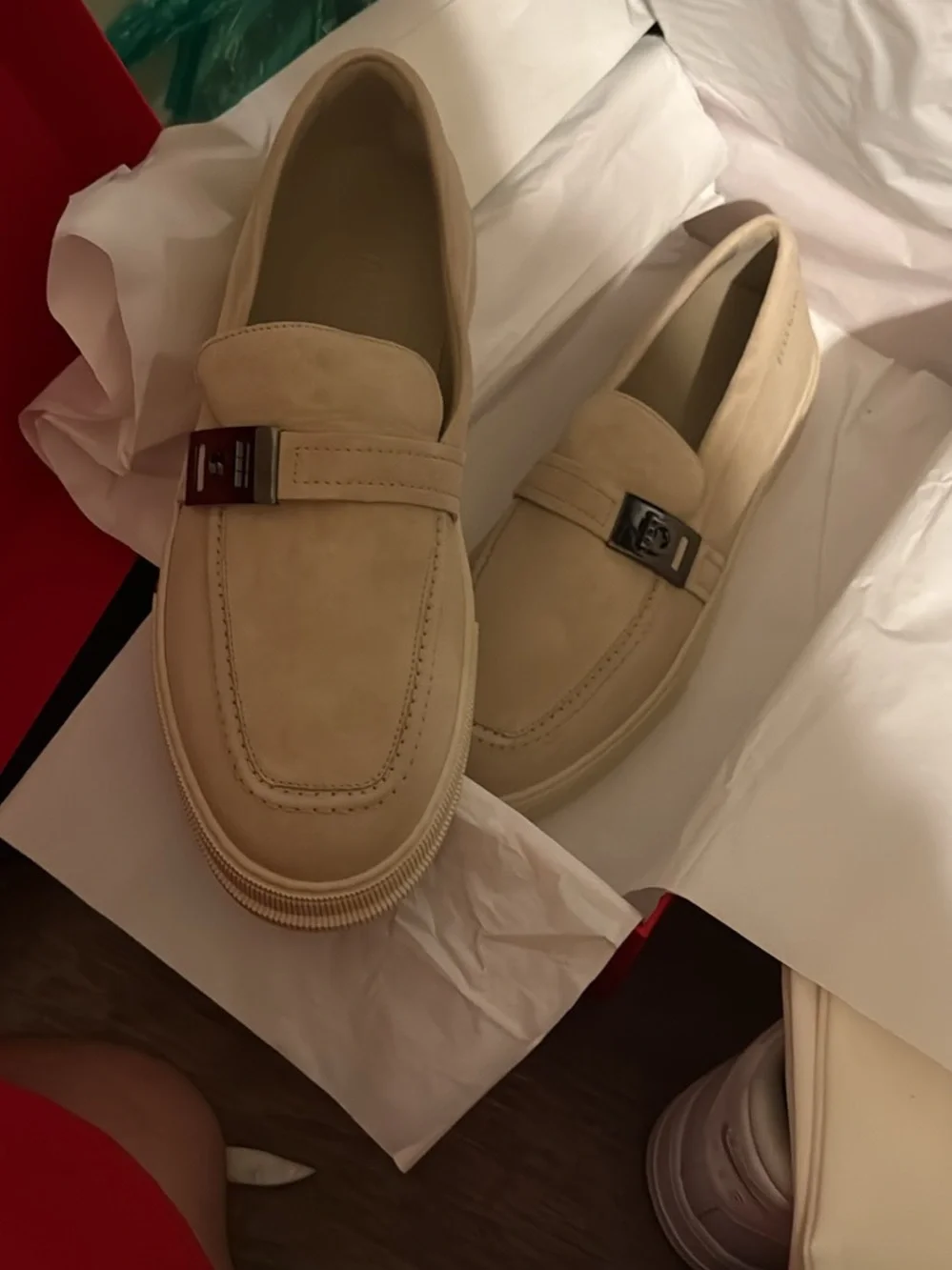Salvatore Ferragamo Men’s Sand Suede Slip-On Loafer with Gancini Hardware